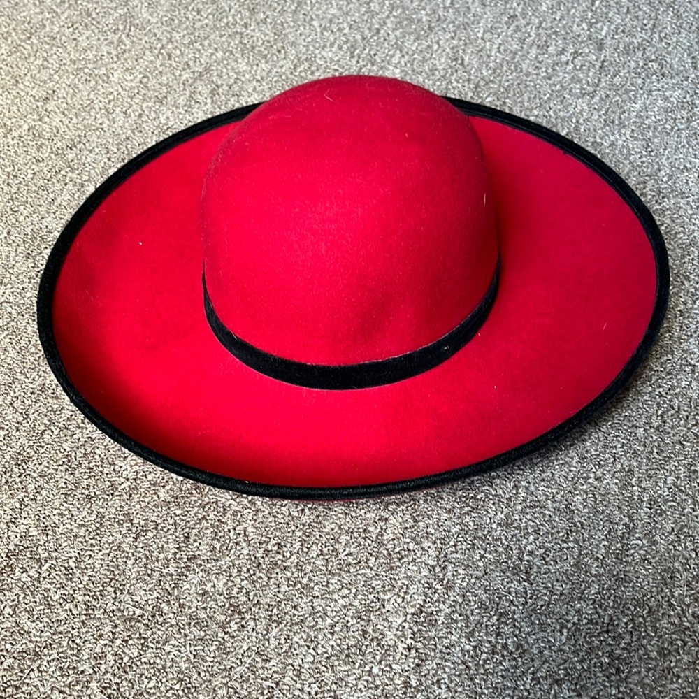 Red wide brim hat